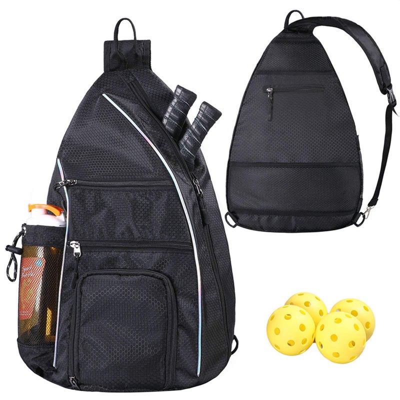 LLYWCM Pickleball Bag - Pickleball Backpack for Women & Men - Travel Paddle Case, Sling Bag (Black) - Image 1